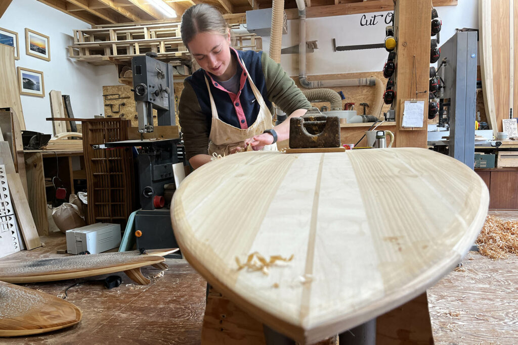 otter wooden surfboards workshop experience shaping