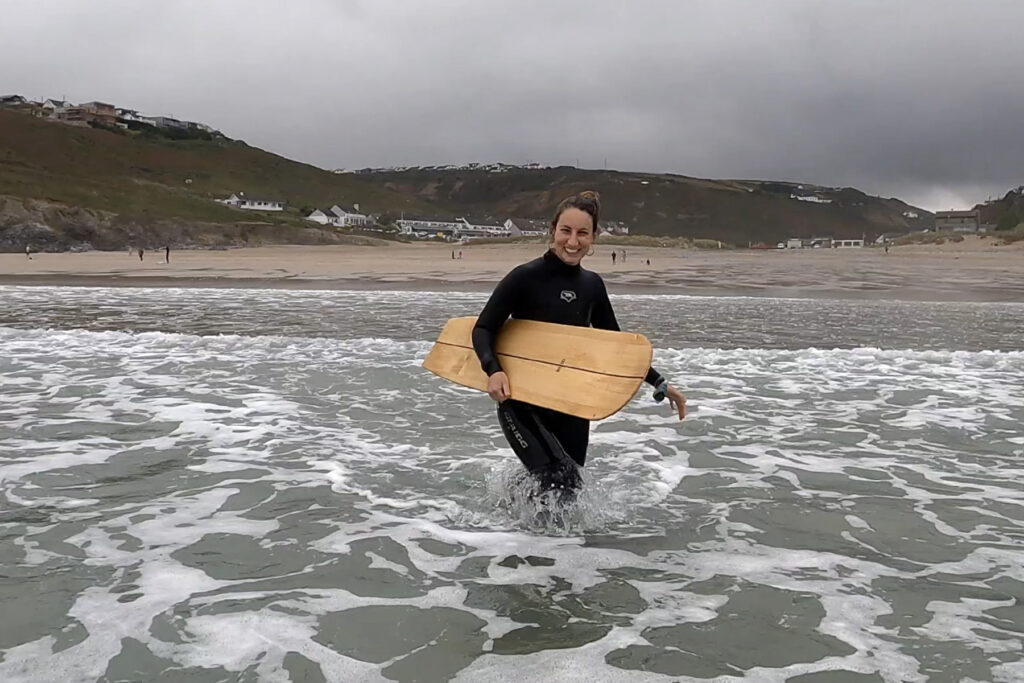 Otter surfboard wooden bellyboard porthtowan weaver fish