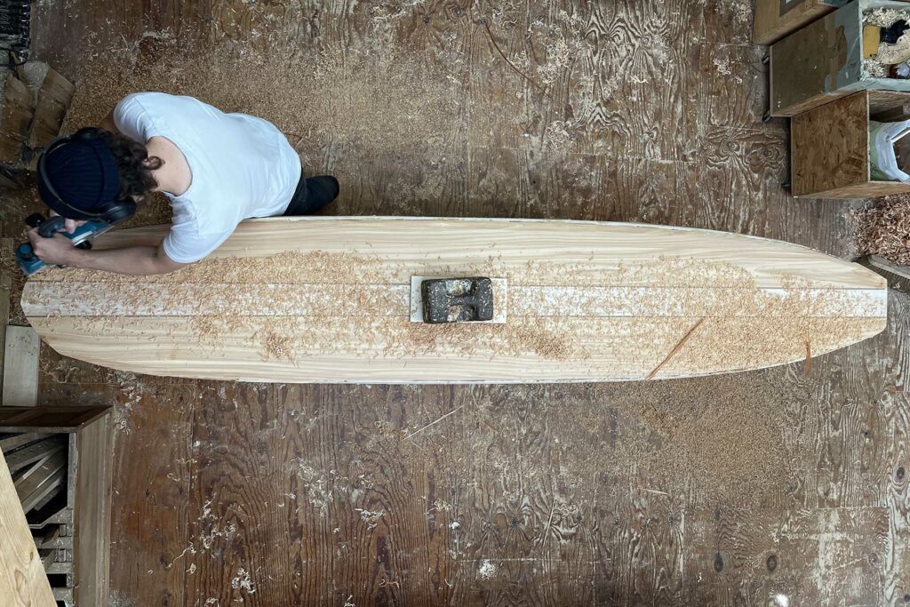 otter wooden surfboard shaping