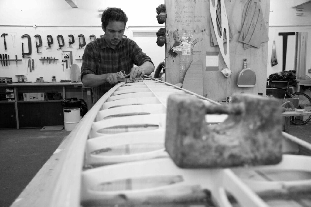otter wooden surfboards shaping 9'8 gun