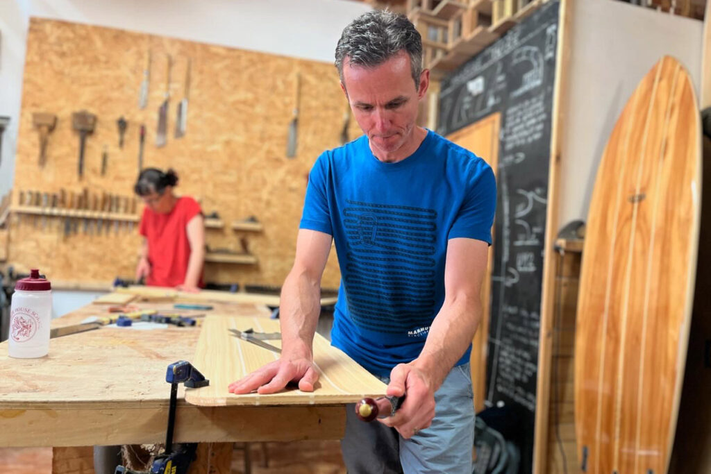 otter wooden surfboards make your own handplane bellyboard course cornwall sustainable