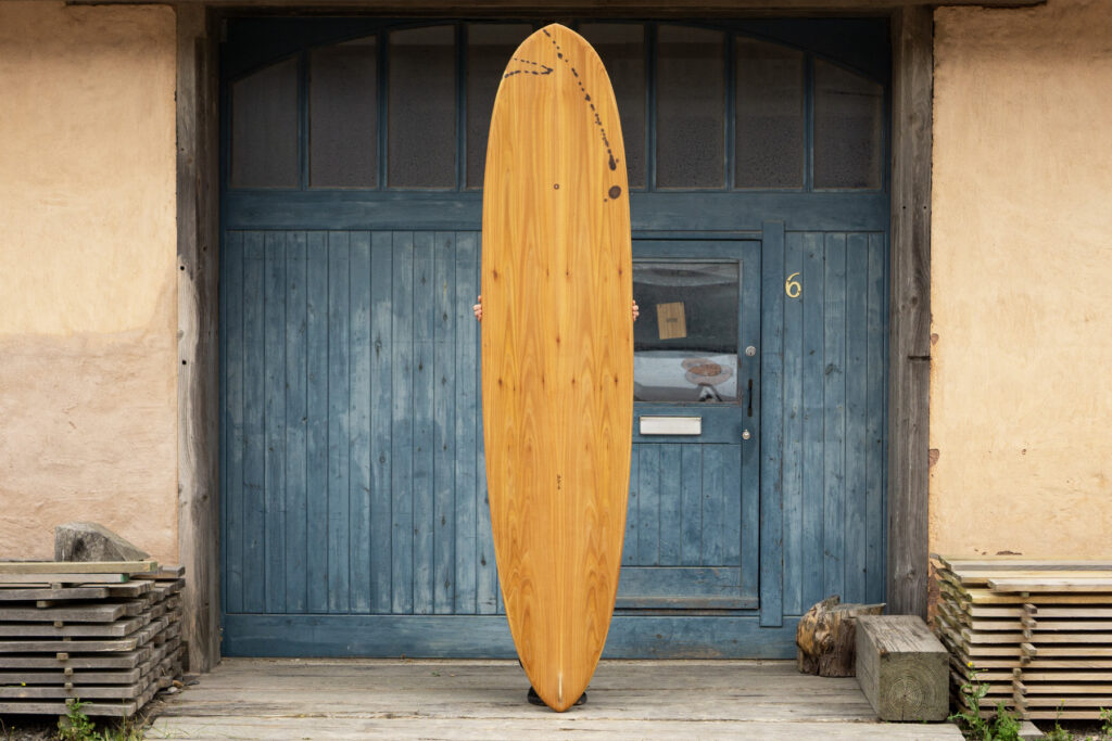 otter wooden surfboard douglas white artwork