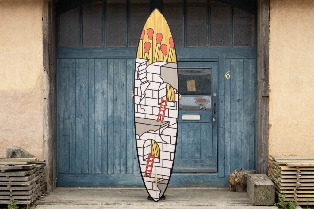 otter wooden surfboard artwork liam fallon