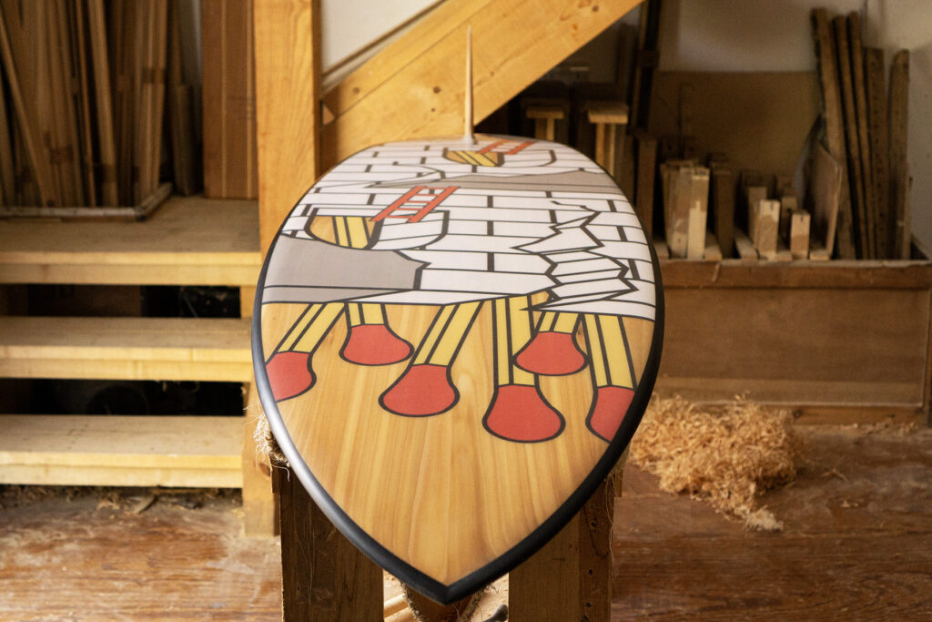 otter wooden surfboard artwork liam fallon