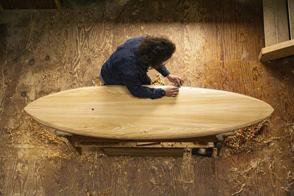 Shaping a sustainable, hollow wooden Otter surfboard
