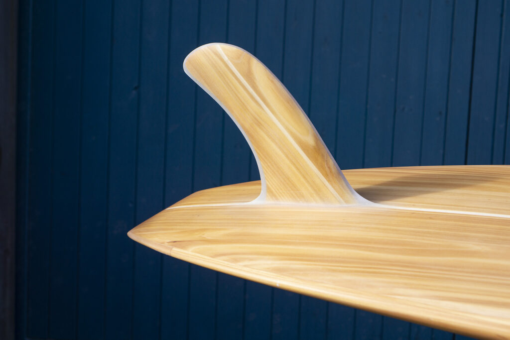 sustainable, hollow wooden surfboard fin by Otter Surfboards