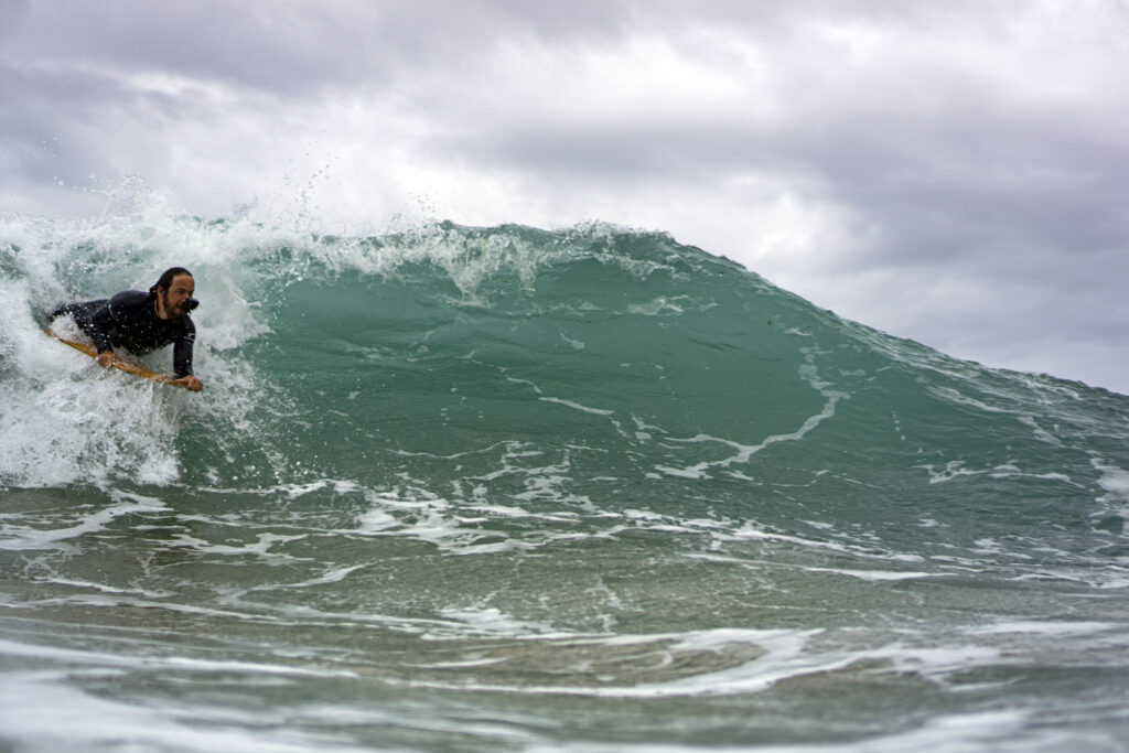 bellyboarding in Cornwall on an Otter Surfboards bellyboard