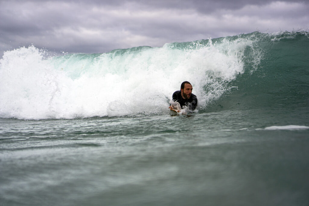 bellyboarding in Cornwall on an Otter Surfboards bellyboard