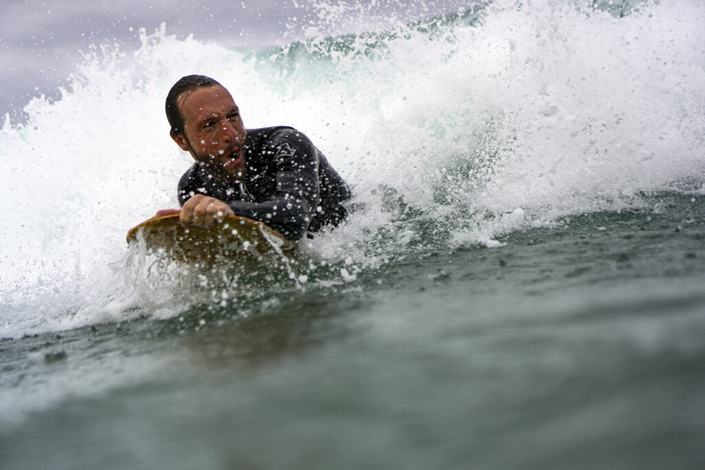 bellyboarding in Cornwall on an Otter Surfboards bellyboard