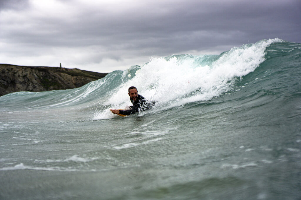 bellyboarding in Cornwall on an Otter Surfboards bellyboard