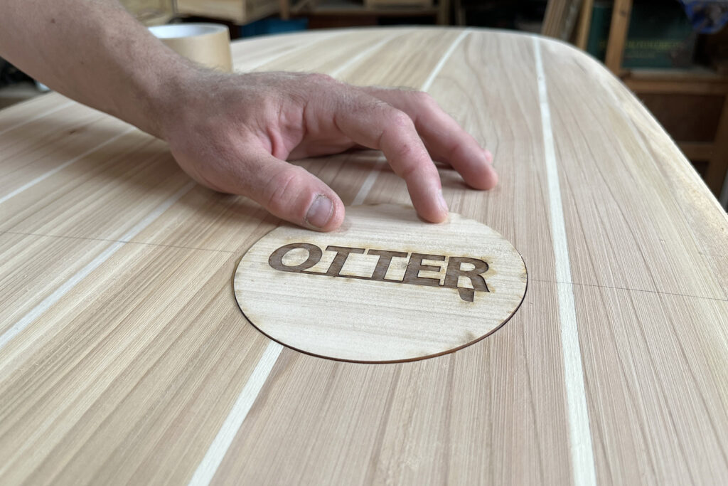 Shaping Otter Surfboards 9'1 Wicket hollow wooden surfboard