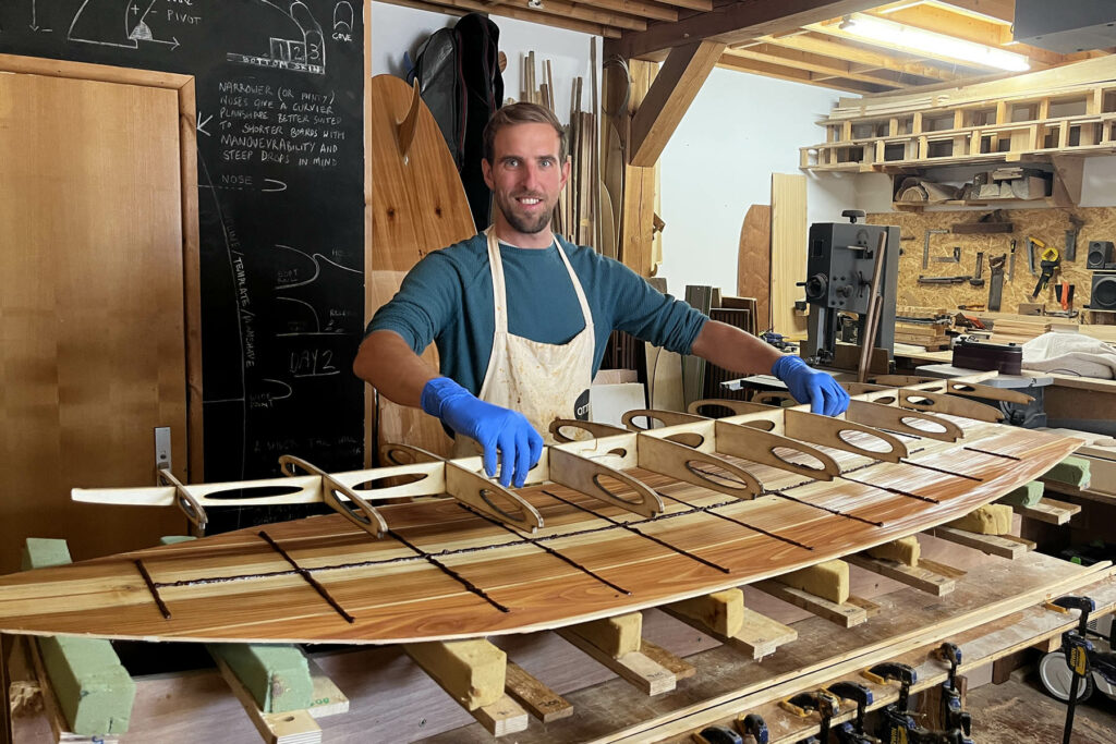 Make your own wooden surfboard workshop with Otter Surfboards in Cornwall, UK