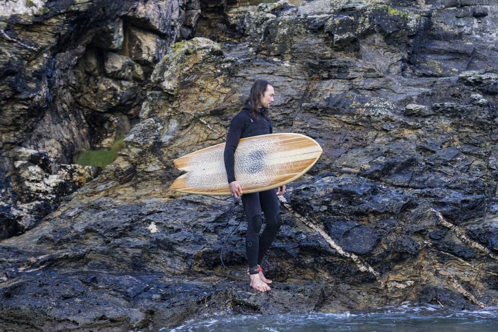 Sustainable, hollow wooden surfboard by Otter Surfboards