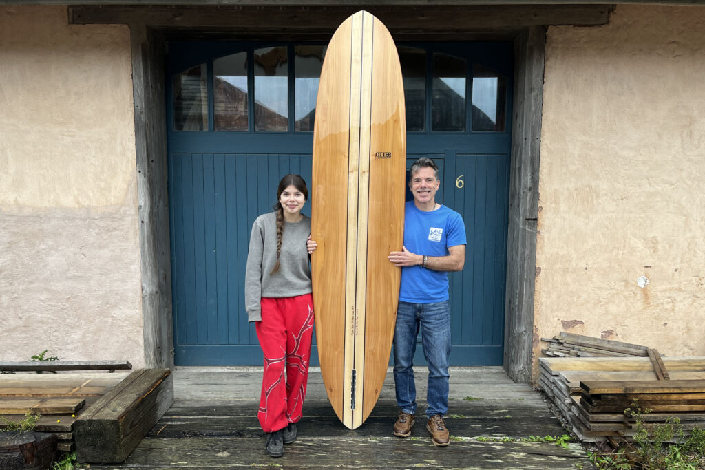 Sustainable, hollow wooden surfboard by Otter Surfboards