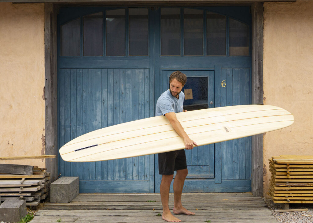 9'6 Sustainable, hollow wooden surfboard by Otter Surfboards