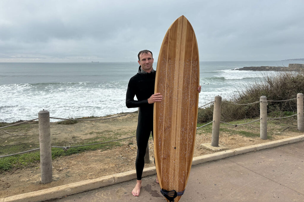 Sustainable, hollow wooden surfboard by Otter Surfboards