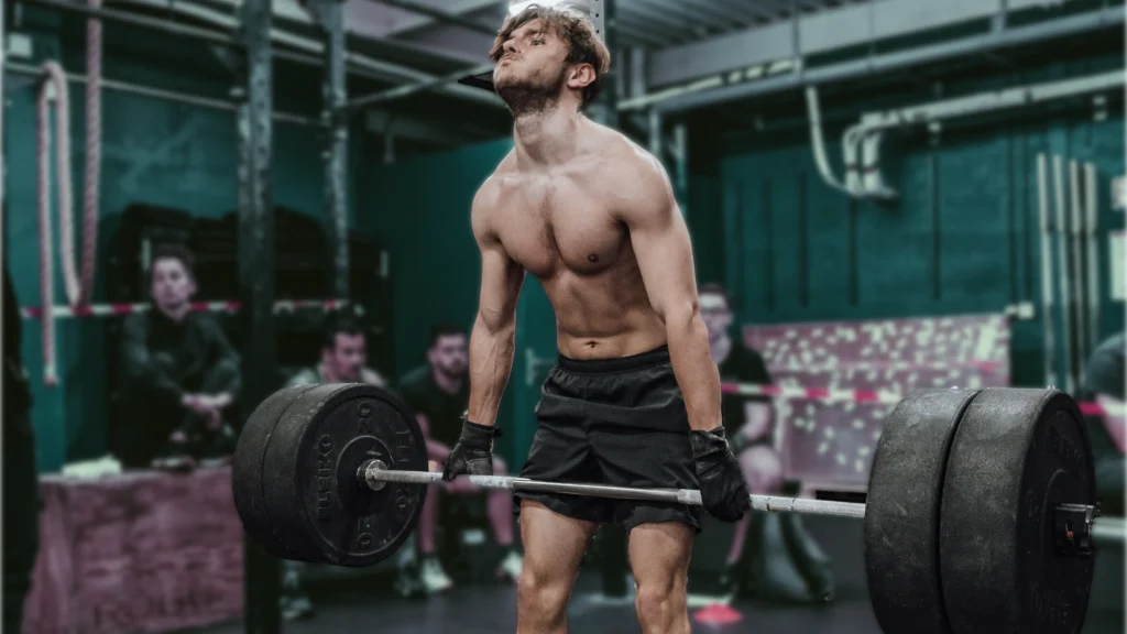 compound-lifts Athlete in gym part way through a compund lift