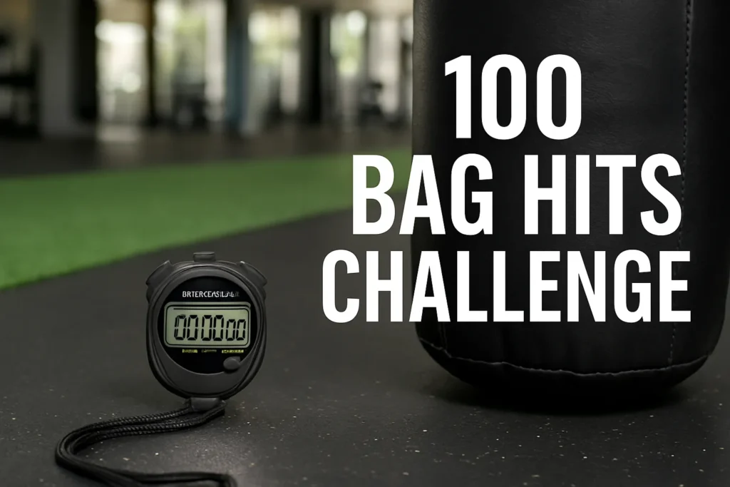 Timer or stopwatch next to a heavy bag