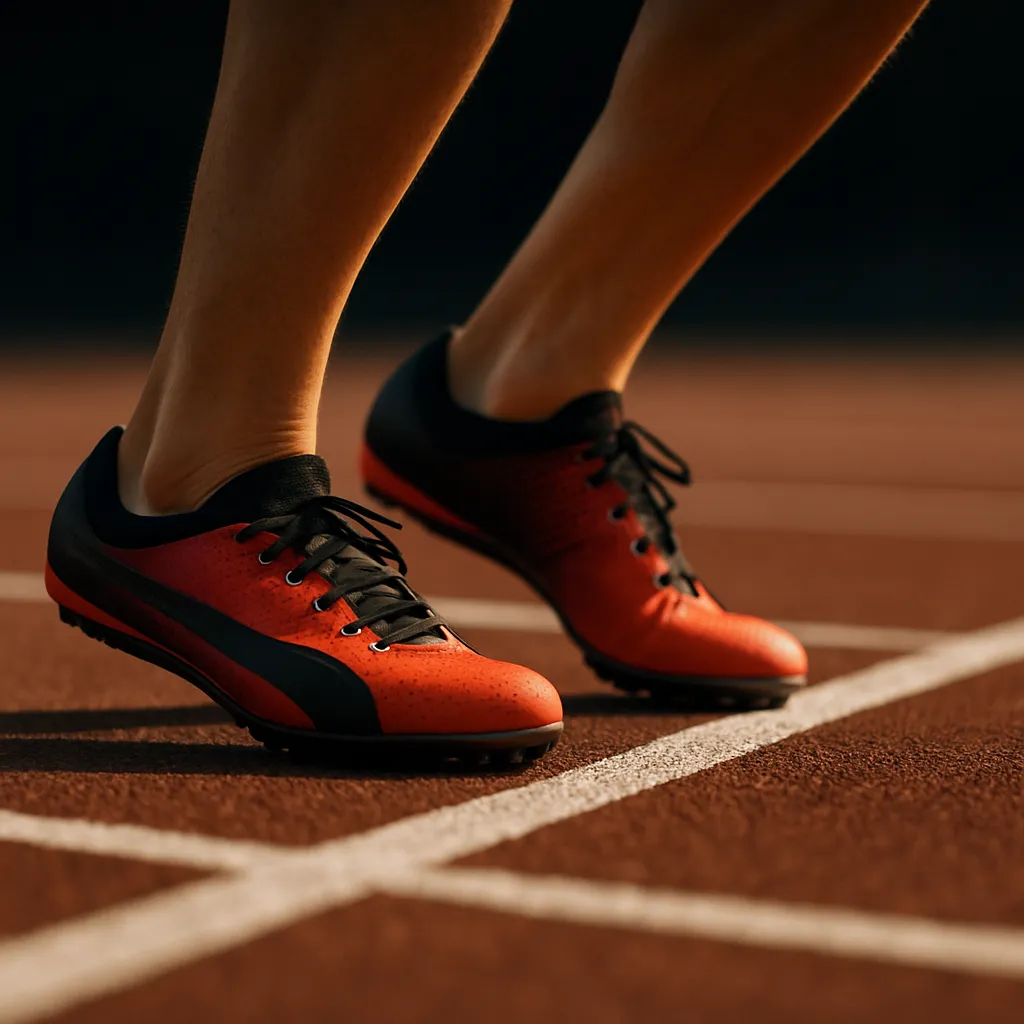 Track shoes on the line just before takeoff