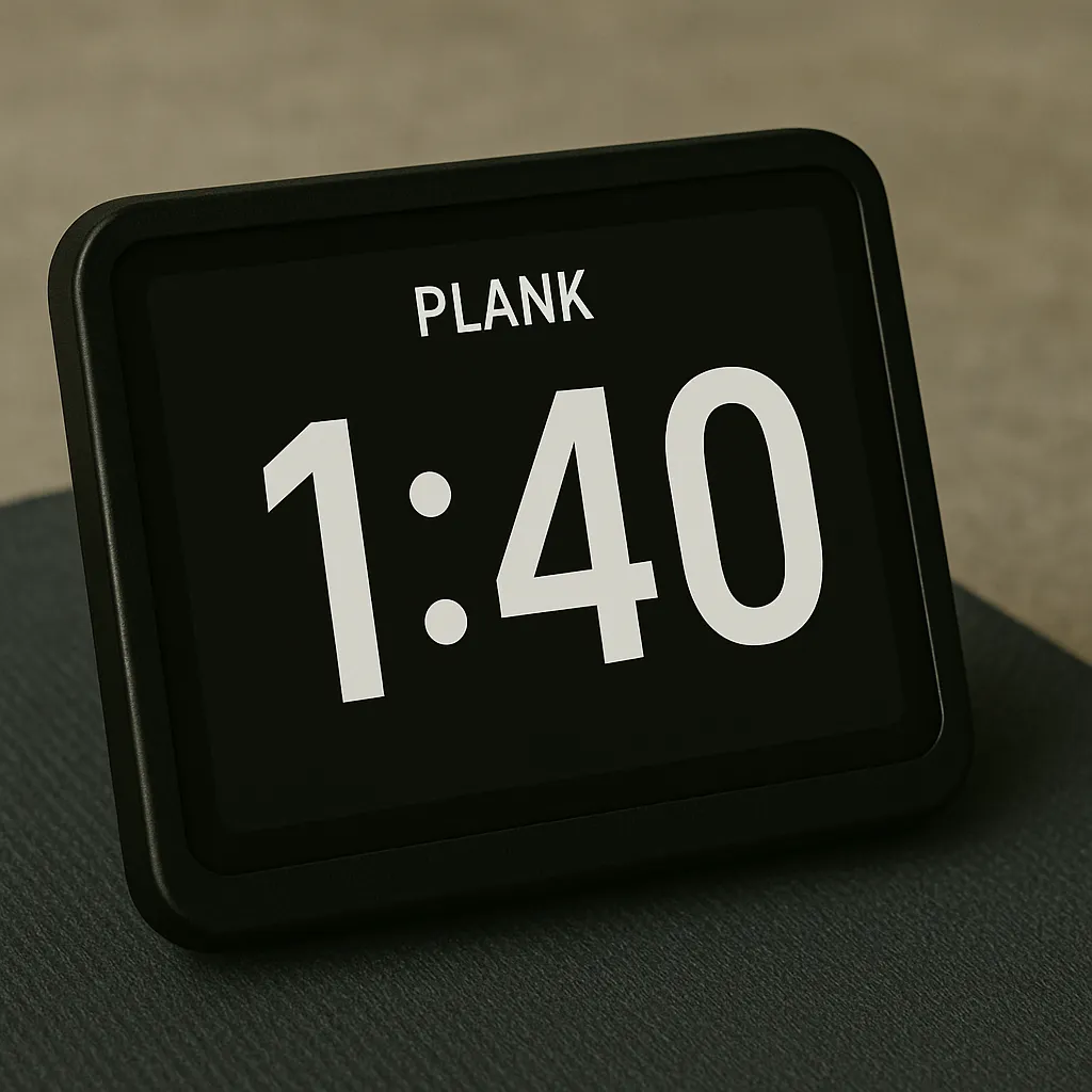 Countdown timer showing 1-40 during plank exercise