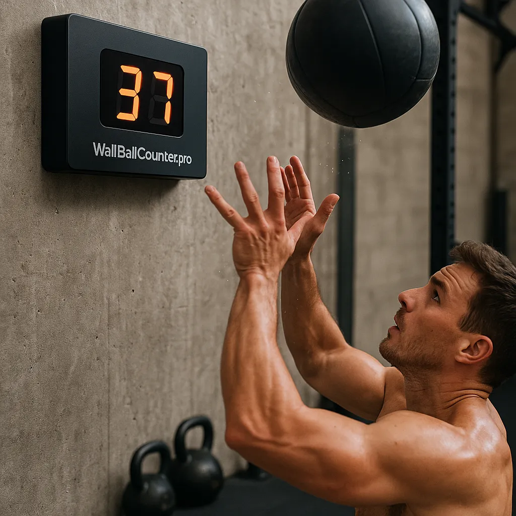 WallBallCounter.pro device tracking reps in a training gym