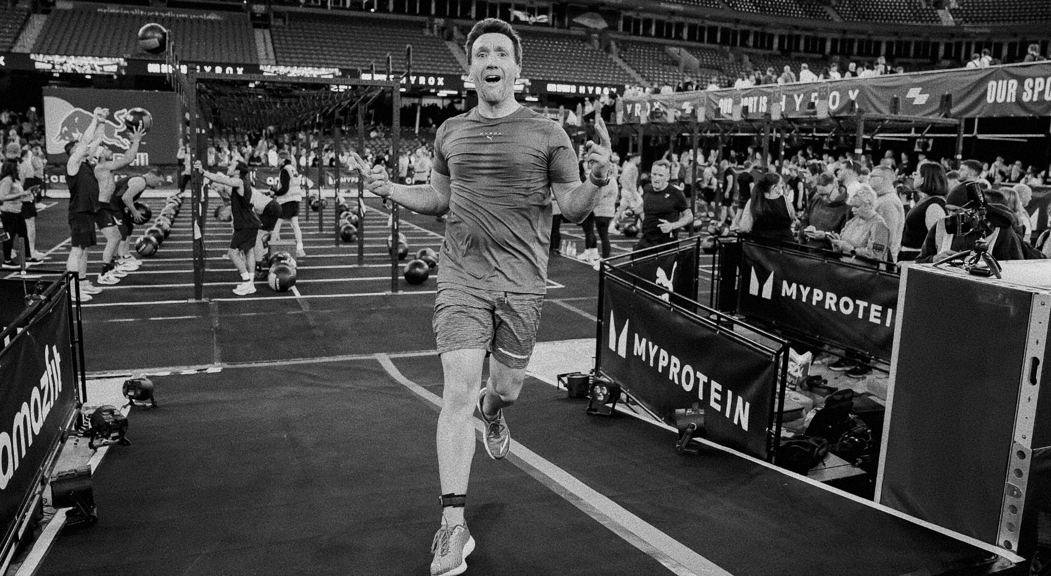 Athlete finishing strong after final wall balls