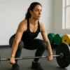 Athlete preparing to perform barbell clean