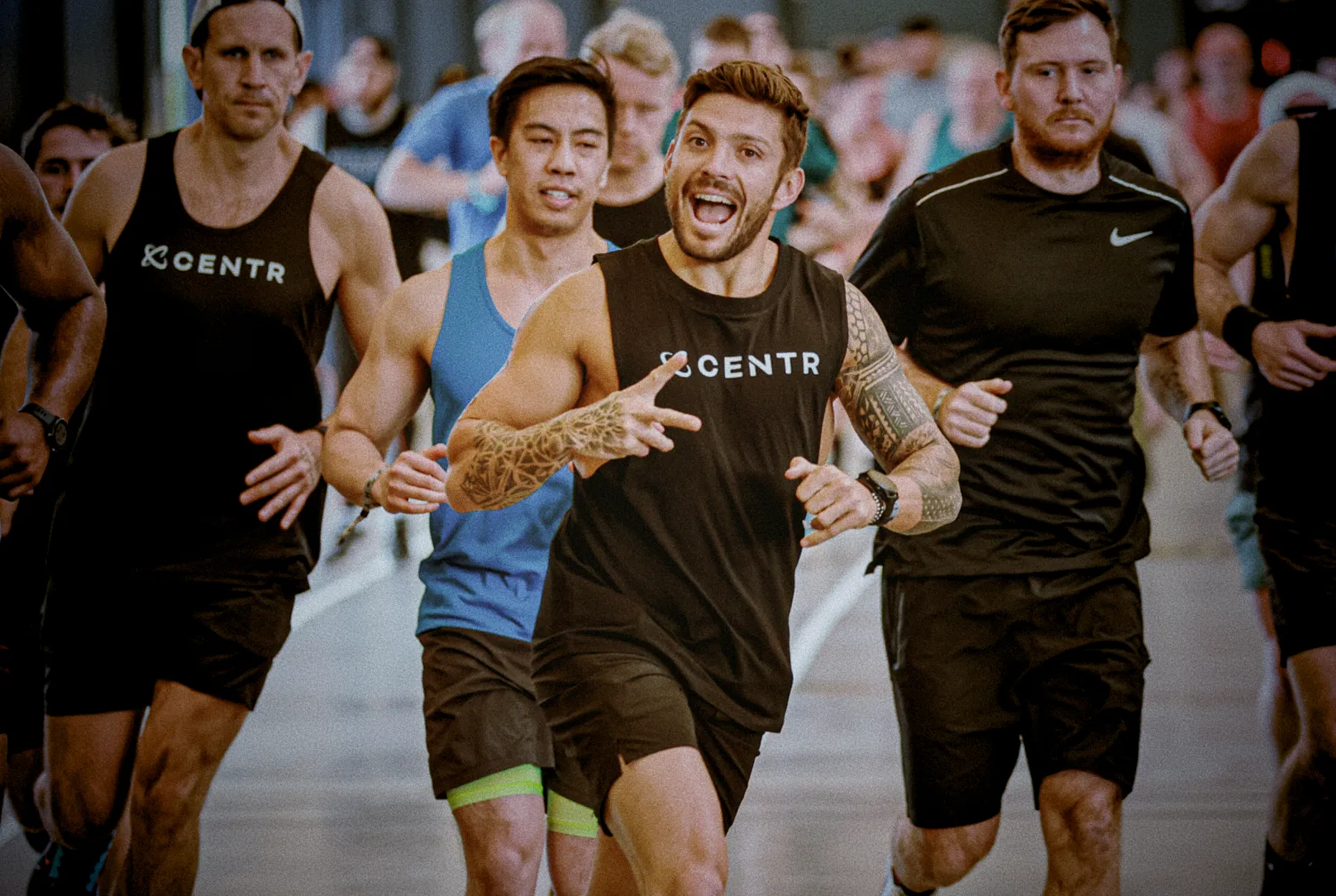 Athlete jogging lightly in warm up area