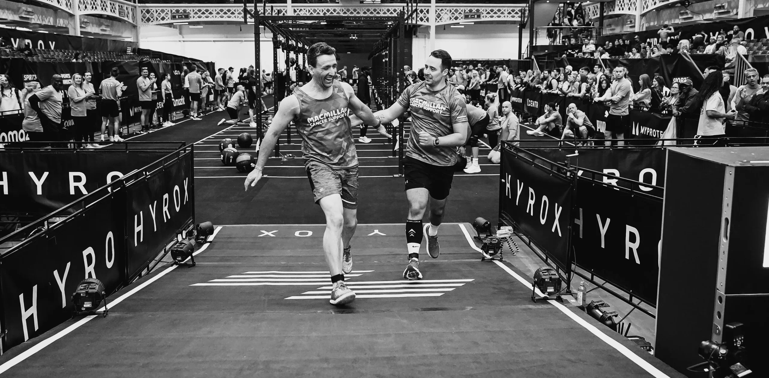 macmillan charity athletes finishing HYROX race