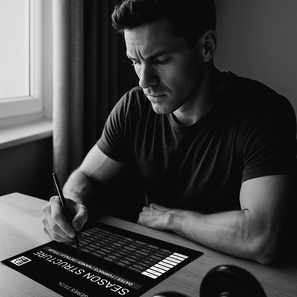 Athlete marking dates on printed HYROX calendar