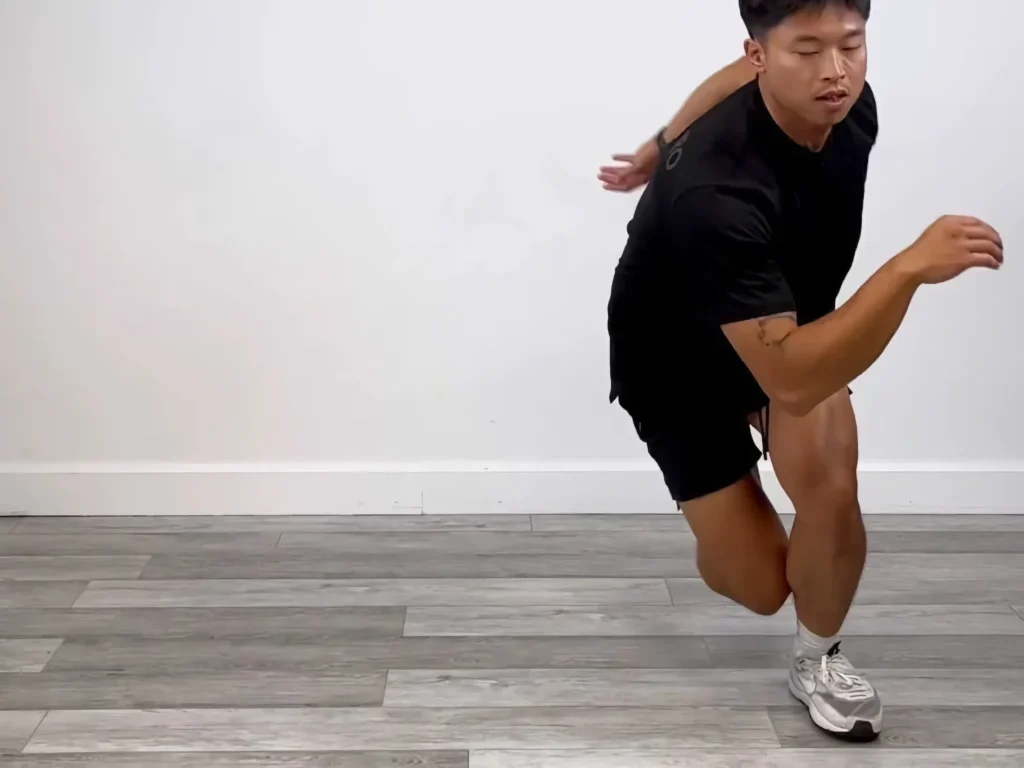 Athlete performing Single-Leg Lateral Skater Hop to Stick
