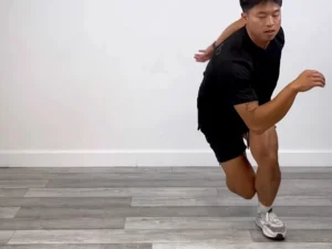 Athlete performing Single-Leg Lateral Skater Hop to Stick