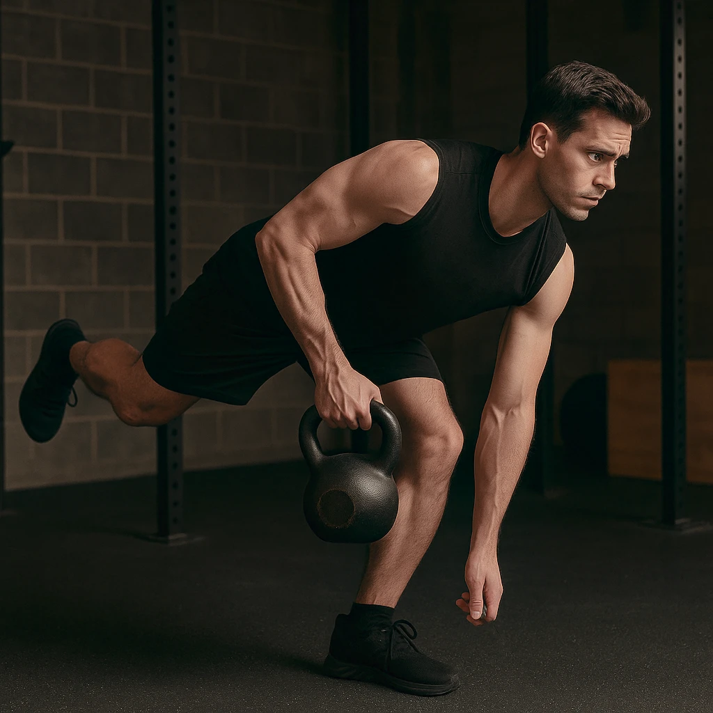 Athlete performing a Kettlebell Single-Leg Romanian Deadlift