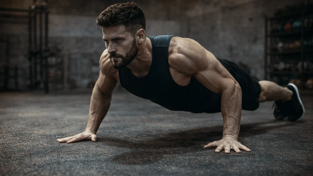 Athlete midway through a hand-release, shoulders active, quads and core engaged