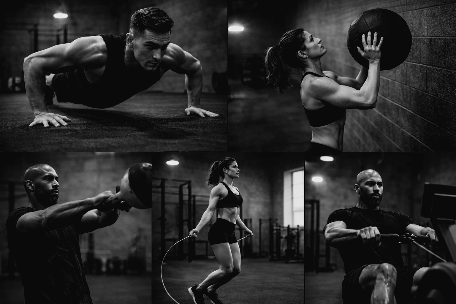 Collage of athletes performing diverse RB100 challenges