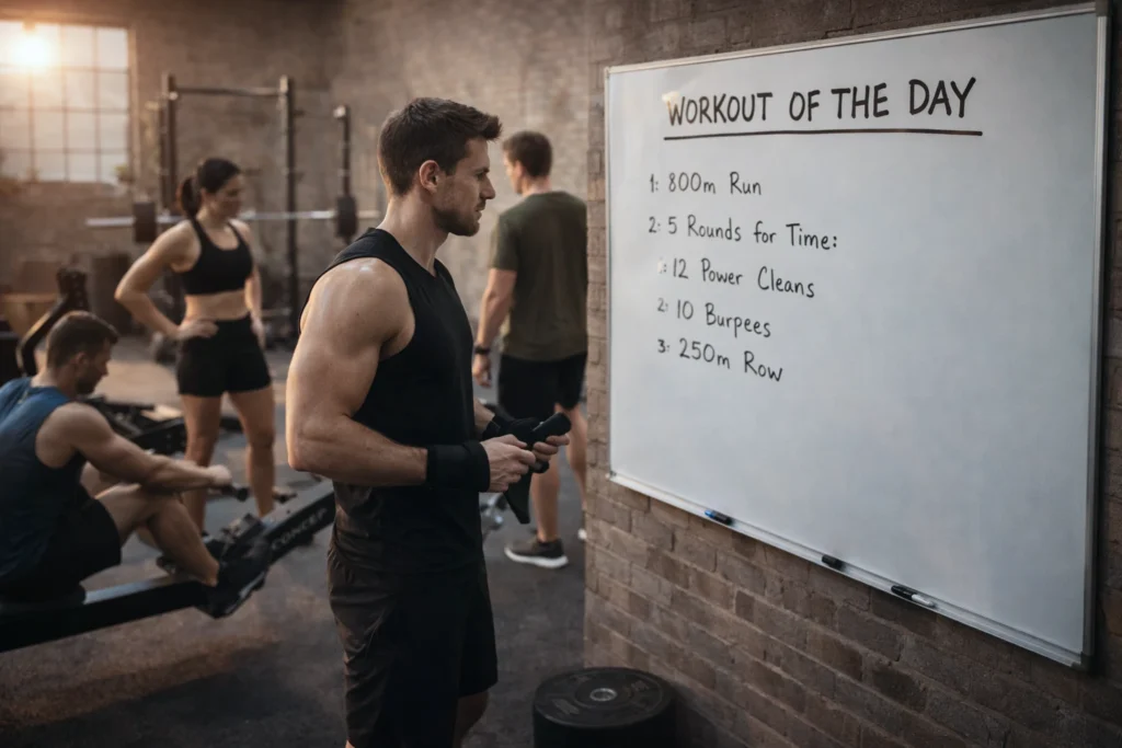 A WOD is the prescribed workout assigned for a specific training session