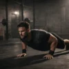 Athlete performing a strict push-up with perfect body alignment