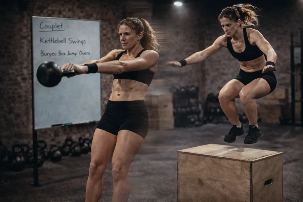 A couplet is a workout format that combines two exercises performed together