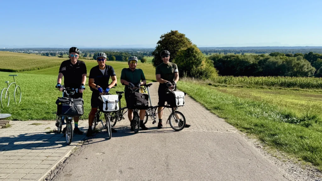 Richard with his Brompton on one of his European Brompton tours