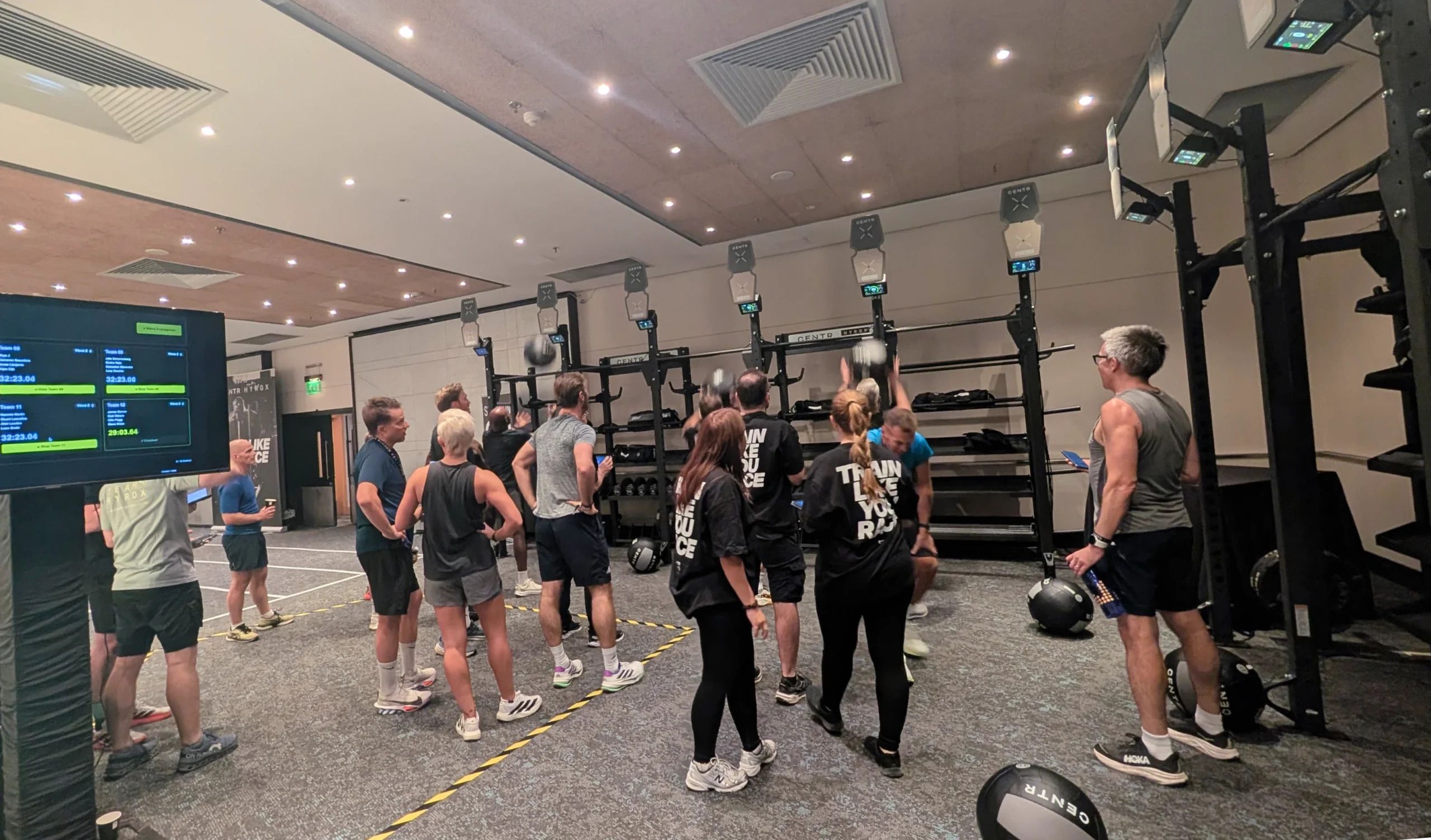 Photograph of the 12-counter RB100 system installed at the W3Fit HYROX activation