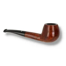 Reverse view of Dr Plumb Cortina Dark pipe showing the dark polished briar grain, rounded bowl, gently curved shank and black fishtail mouthpiece.