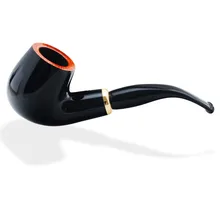 Aldo Morelli Fiorita Polished Black Bent Billiard 9mm Briar Pipe 511