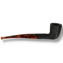 A long stemmed sandblasted briar pipe with faceted bowl and cumberland stem