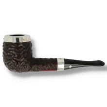 Peterson house pipe with rustic briar finish and sterling silver rim cap