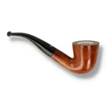Reverse view of Dr Plumb bent Dublin pipe showing flared bowl and curved black stem