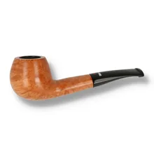 Dr Plumb Cortina Light briar pipe showing the smooth honey-brown finish, gently bent Billiard bowl and curved black fishtail mouthpiece.