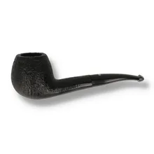 Dr Plumb Cortina Rustic black briar pipe showing its deeply textured Bent Billiard bowl, gently curved shank and black fishtail mouthpiece.