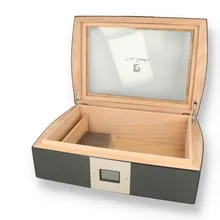 Pierre Cardin Glass Topped Carbon Fibre Digital Humidor