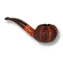 Reverse angle of the Northern Briars Dark Tan Sea Urchin NB-292 highlighting the hand-carved bowl and polished Cumberland stem.