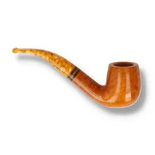 Right side view of Savinelli Miele 601 Bent Billiard pipe showing the polished briar grain, deep bowl and distinctive honey-coloured acrylic mouthpiece.